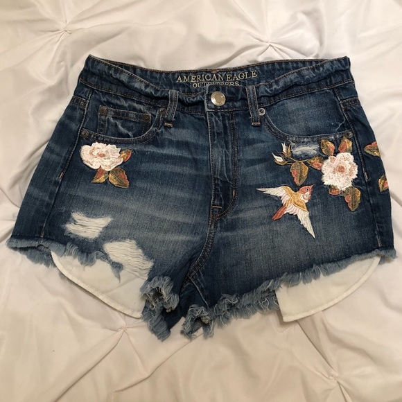 American Eagle Outfitters Pants - American Eagle Embroidered jean shorts